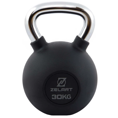 Гиря чавунна з гумовим покриттям та хромованою ручкою Zelart TA-7794-30 30кг чорний